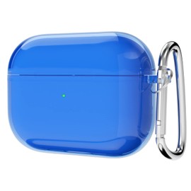 Svanove for Airpods Pro Case Clear Hard Plastic, Transparent Simple Cute Airpods Pro 1st Generation Case with Keychain, Y2k Aesthetic Trendy Airpods Cover Accessories for Women Girl, Neon Blue