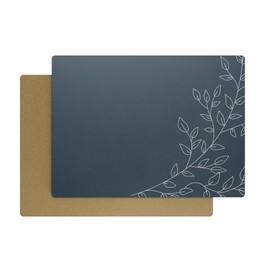 Royalty Art Mystic Midnight Blue Boho Placemats, 4 Pc. Set, Non-Slip Cork Backed, Wipeable Heat Resistant Surface for Kitchen and Dining Table Protection, Cute Floral Pattern for Farmhouse or Rustic