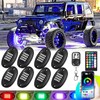 8 Pods RGB LED Rock Lights for Jeeps Trucks Golf