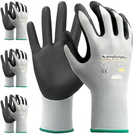 3-Paris Medium Work Gloves for Men and Women, Nitrile Coated Safety Protective Gloves with Grip, Ideal for Gardening, Warehouse, Mechanic, Light Duty Construction Work