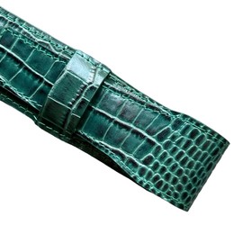 LAMBROSDN Printed Alligator Pattern Cowhide Leather Pen Case, Luxury Leather Pen Case, Printed Crocodile Leather Pen Sleeve, Genuine Leather Pen & Pencil Case with Tuck in Flap for 1 Pen (Green)