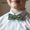 Qenidm Boy Suspenders Bow tie Set, Green Jungle Dinosaur Pattern