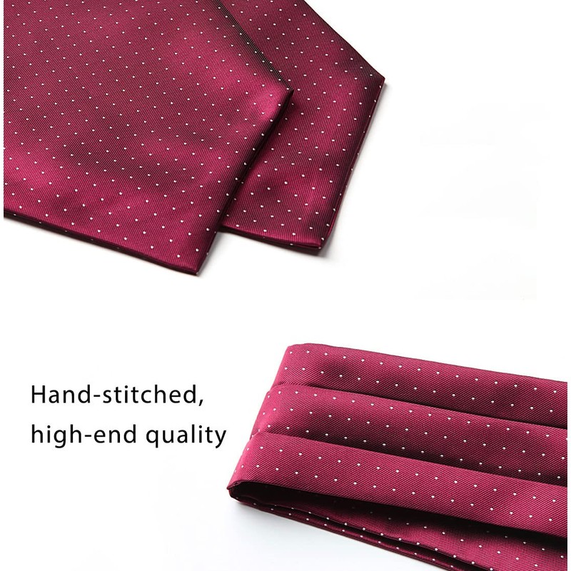 HISDERN Men's Burgundy Cravat Wedding Polka Dot Ascot Tie Classic