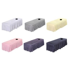 1pcs Solid Beauty Salon Bedskirt ONLY for Salon Massage Table Bed Sheet Bedspread SPA Beauty Bed Sheet Full Cover with Hole, 74.8x31.4inch (Pink)