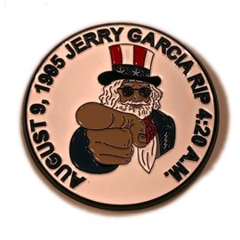 RIP Jerry Garcia Uncle Sam Point by Relix Inernational LAPEL HAT PIN Brooch Hippy Alloy Enamel Psychedelic LSD Funny Trippy quality durable strong post pinbacks new unopened in original bag novelty fun shakedown street lot pin grateful deadhead cartoons 