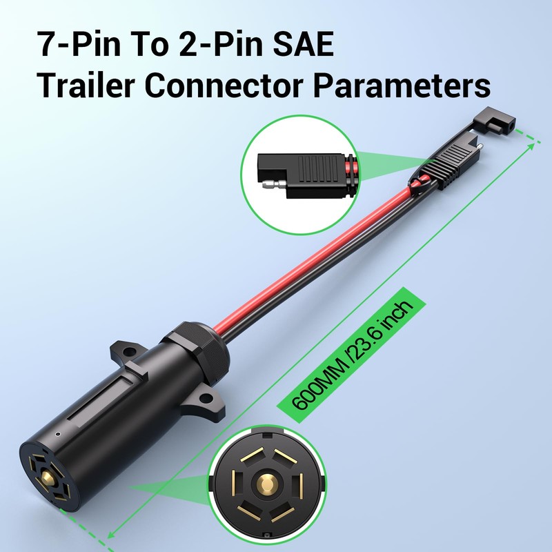 7 Way Trailer Plug to 2 Pin SAE Power Supply,7