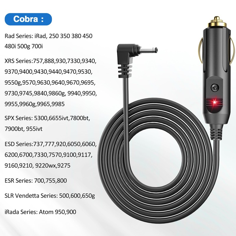 ZiBwnfuxcz Radar Detector Power Cord Compatible with Cobr RAD 350