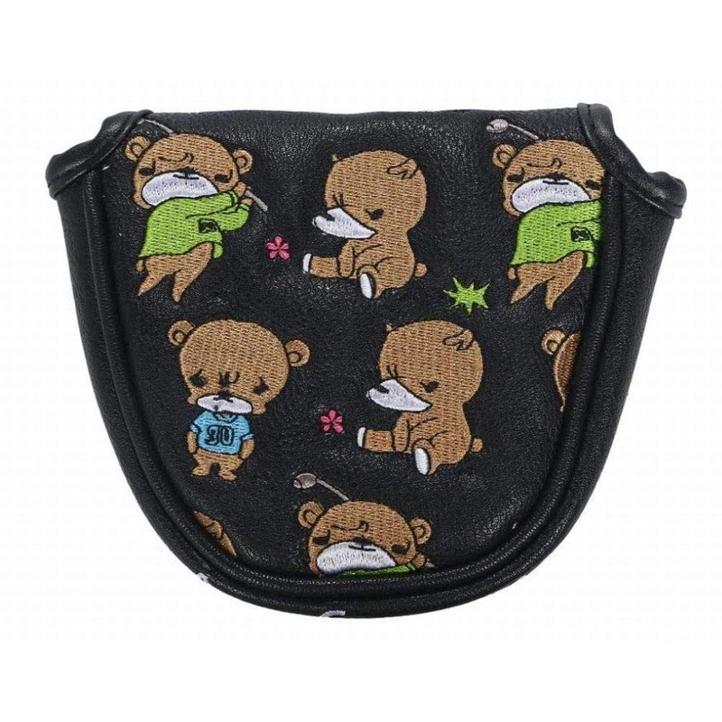 Anfang Mallet Magnetic Putter Cover with Bear Embroidery (Black)