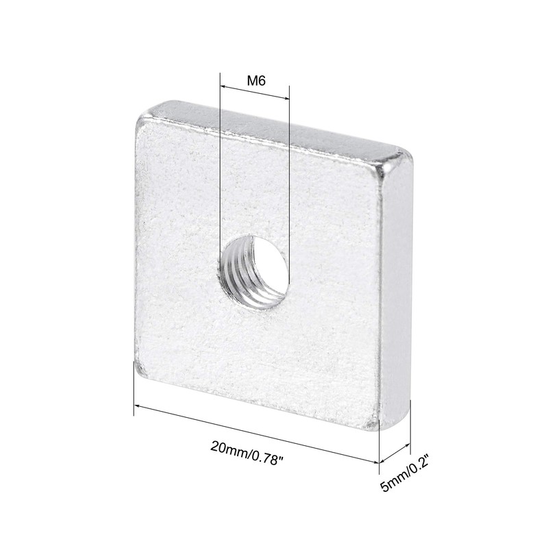 sourcing map Square Nuts, M6x20mmx5mm Zinc-Plated Metric Coarse Thread Assortment