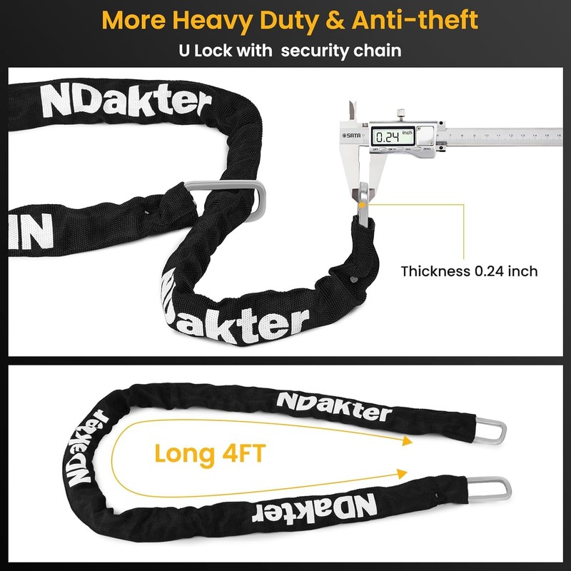 NDakter Motorcycle Locks Anti Theft, Heavy Duty Bike U Lock