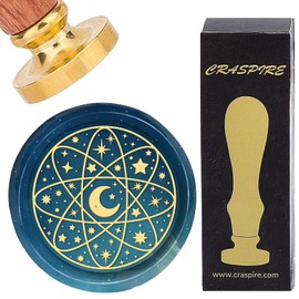 CRASPIRE Starry Sky Wax Seal Stamps Moon Star Sealing Wax Stamp 25mm Removable Brass Head with Rosewood Handle for DIY Scrapbooking Wedding Anniversary Invitation Gift Wrap Envelopes Wine Packages