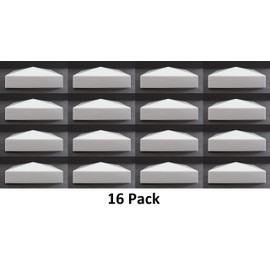 True 5x5 (127mm x 127mm) Plastic Pyramid Vinyl Fence Post Cap Black or White Multiple Quantities for True Actual 5" x 5" Vinyl Posts (16, White)