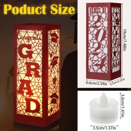 Rossesay 6 Pcs Graduation Table Centerpieces Boxes Class of 2024 Graduation Table Lanterns for Centerpieces with LED Candles Congrats Grad School College Party for Party Table Decorations (Chestnut)