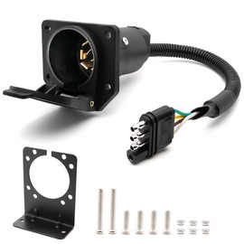 UNORME Multi-Tow 4-Way Flat to 7-Way RV Blade and 4-Way Flat Female End Trailer Wiring Adapter Connector Kit, 4 Pin Vehicle-Side Trailer Light Plug to Dual-Output 7 Blade