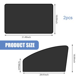 Anyhut 4 PCS Car Side Window Sun Shade, 24.40In x 18.89In x 12.99In Front Window Sun Protection, 31.49In x 18.89In Rear Window Heat Insulation, Universal Foldable Breathable Gauze (Black)