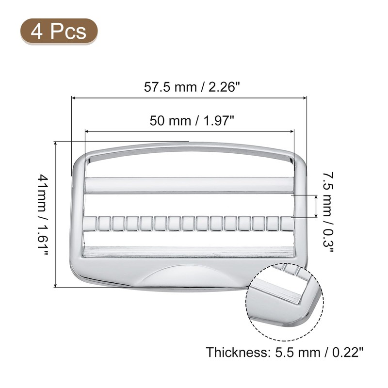 sourcing map 4Pcs Metal Slide Buckle, 2" Metal Zinc Alloy
