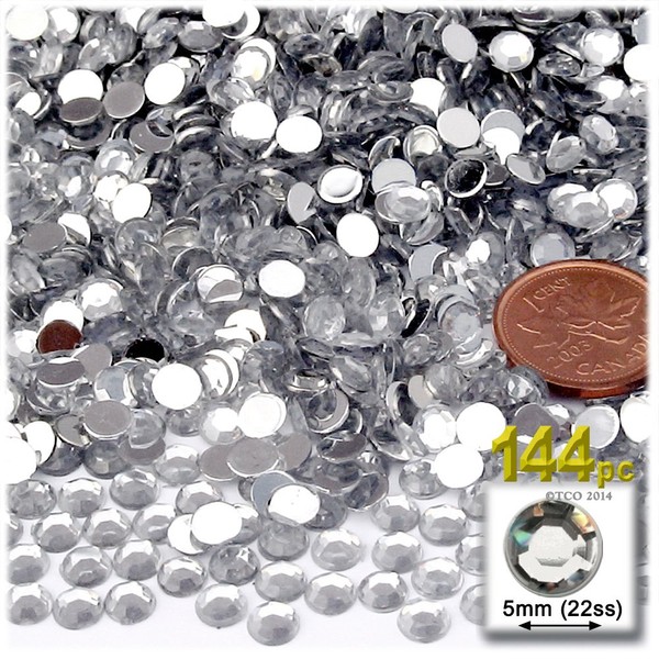 144pc Loose Flatback Acrylic Rhinestones Round 5mm - 21ss Flatback