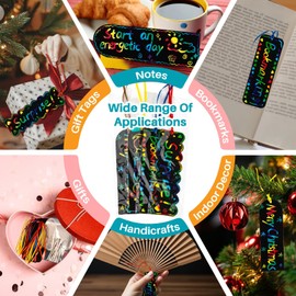 MAQIHAN MAQIHAN Scratch Art Bookmarks - 36 Sets 4 Style Rainbow Scratch Paper Bookmarks Magic Scratch Art Party Favors Scratch Bookmarks Scratch Paper Art Bookmarks for Birthday Game Classroom Activities