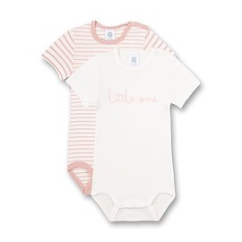 Sanetta Bodysuit Short Sleeve (Double Pack) White and Pink Striped | High-Quality and Sustainable Bodysuit for Girls Made of Organic Cotton Contents: Set of 2 Baby Bodysuit, White Pebble