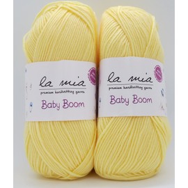 2 Skein La Mia Baby Boom, 100% Antipilling Soft Acrylic Yarn, Each 100 g (3.5 oz) / 250 m (273 Yards), Weight 3-Turkish Yarn (Yellow)