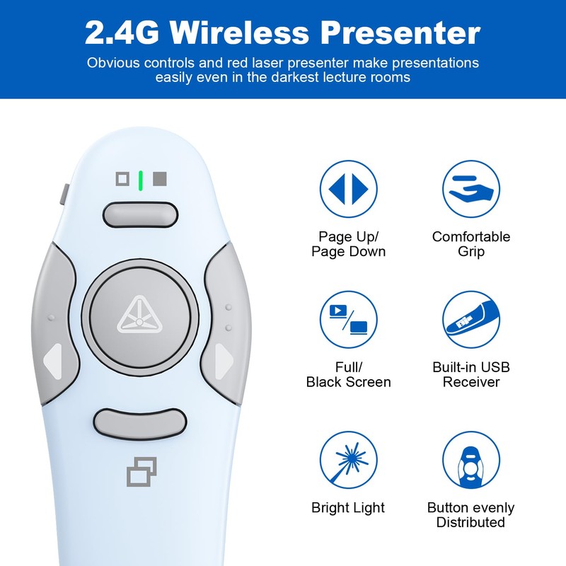 QUI Presentation Clicker Wireless Presenter Remote Clicker for PowerPoint Presentation