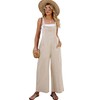 Flygo Women's Cotton Bib Overalls Loose Fit Wide Leg Jumpsuits