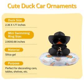 wonuu Car Accessories, Cowboy Hat Rubber Ducks Car Decor Dashboard Decorations Rubber Duck Pink Accessories Car Duck Cute Car Accessories Car Ducks for Dashboard, Z-Black Duck-Black Hat-Bead