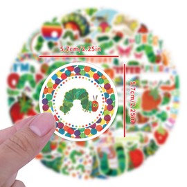 110Pcs The Very Hungry Caterpillar Stickers Cute Aesthetic Cartoon Stickers, Funny Insect Waterproof Decals for Birthday Party Decorations