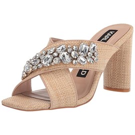 Karl Lagerfeld Paris Women's Rosina Crisscross Heeled Sandal, Natural, 7