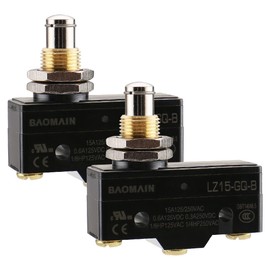 Baomain LZ15-GQ-B (Z-15GQ-B) Interruptor básico de uso general, émbolo de montaje en panel, OP medio, terminal de tornillo, espacio de contacto de 0,5 mm, corriente nominal de 15 A, paquete de 2