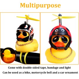 wonuu Adornos de goma para coche, 2 unidades, diseño de pato amarillo, para salpicadero, con casco de hélice