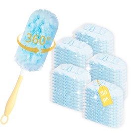50Pcs 360° Plumeros Desechables para Limpieza, Recambios de Plumero Resistente,Plumero de Microfibra Desechable,Recambios Eliminar el Polvo del Hogar y del Coche