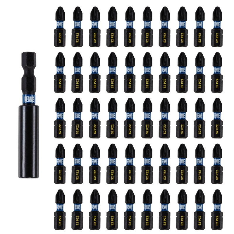 51 x Rennie Tools 25mm Long PZ2 Impact Screwdriver Driver