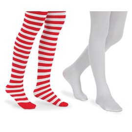 Jefferies Socks Girls Stripe Nylon Holiday Tights 2 Pack (2-4 Years, Red/White)