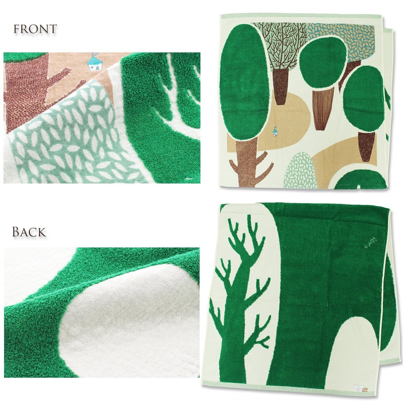 Kusunobashi Crest Woven Morita MiW Morita House Bath Towel, Green