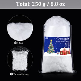 Ruisita Christmas Fake Snow Artificial Snow 8.8 Ounces Fluffy Snow Fiber for Snow Blanket, Christmas Tree Decoration, Holiday and Winter Displays