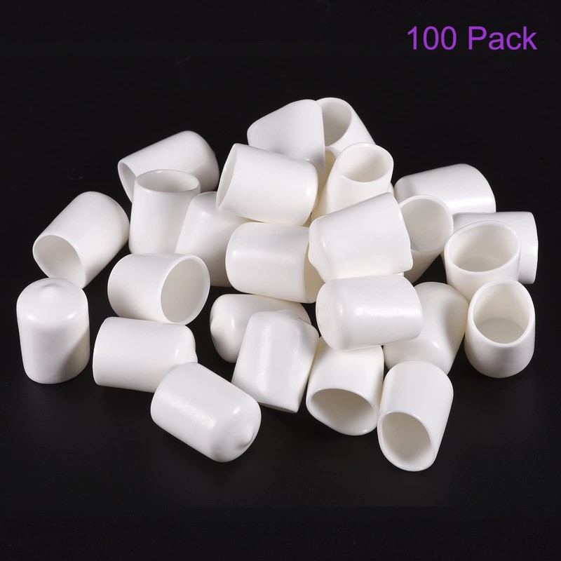 DMiotech 100 Pack 5/8" ID White Screw Thread Protectors Rubber