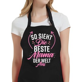 Gkmamrg Mother's Day Gift Cooking Apron Gifts for Mum Mother's Day - Apron Mum Adjustable Bib Apron Aprons for Chefs BBQ Painting Baking Cooking Mother's Day Gift, black