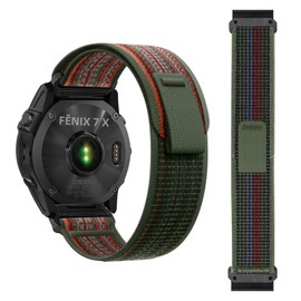 RoYiio Nylon Watch Band for Garmin Fenix 8 47 mm 51 mm/Enduro 3 /Fenix E/Epix/Quatix/Marq/Tactix Band Comfortable Breathable Sport Wristband Replacement Strap for QuickFit 26 mm - Dark Green