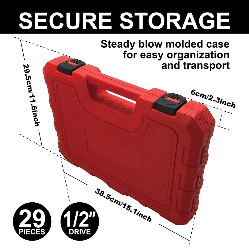 GOSWIFT 29pcs 1/2" Drive Impact Socket Set, Deep & Standard