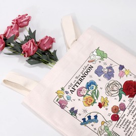 MEIKIUP Alice Fairy Tale Theme Gift Wonderland Alice Flowers Tote Bag Zipper Pouch Fairy Tale Tote Bag (CA Flowers TB)