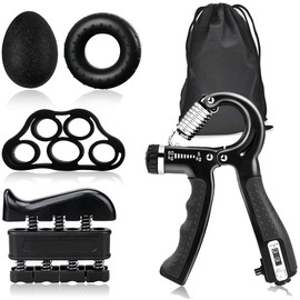 Fortalecedor de Agarre de Mano | 5 en 1 Ejercitador de Mano con Contador | 5-60kg Agarrador de Mano Ajustable | Ejercitador de Antebrazo Fortalecedor de Dedos de Resistencia Ajustable | Kit de Entrenamiento de Fuerza de Agarre de Mano para El Tratamiento