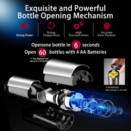 Oaklete 5-in-1 Electric Wine Opener Set Automatic Wine Opener Battery Operated Wine Bottle Opener with Wine Stopper, Wine Pour, Foil Cutter, Storage Base, Gift For Wine Lovers（Stainless Steel ）