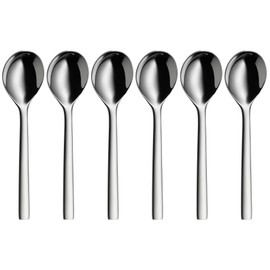 WMF Nuova Suppenlöffel Set 6-teilig, 17 cm, Müslilöffel, Kinderlöffel, Cromargan Edelstahl poliert spülmaschinengeeignet