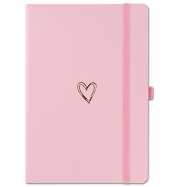 LRANKAI A5 Lined Journal Notebook for Girls Women,192 Pages Hardcover Leather Notebook for Writing,Cute A5 Diary with Heart-Shaped Notepad for Work School,Note Taking,Business (Pink)