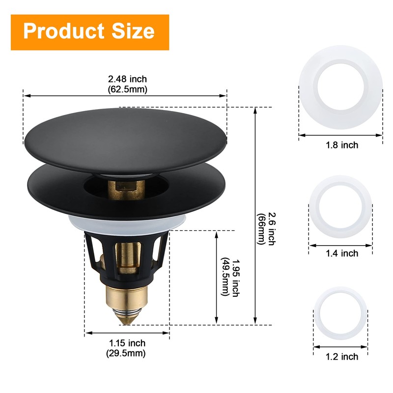 Universal Bathroom Sink Drain Stopper - 1.1~1.5" Pop Up Drain