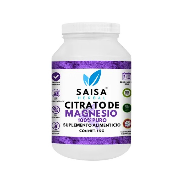 Citrato De Magnesio 1 kg Suplemento Alimenticio Sin Sabor Saisa