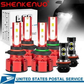 SHENKENUO For Toyota RAV4 2006 2007 2008 2009-2012 LED Headlight Hi / Low+Fog Light Bulbs
