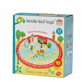 Tender Leaf Toys - Adventure Story Bag - Fun Tall Tales Wooden Toy with Excited Themed Printed Bag Playmat - Early Learning, Creative and Infinite Imagination Play for Children 3+ (London Story)
