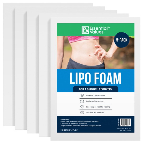 Lipo Foam Pads 5 Pack - Foam Boards for Lipo Recovery - Lipo Wraps for Stomach by Essential Values